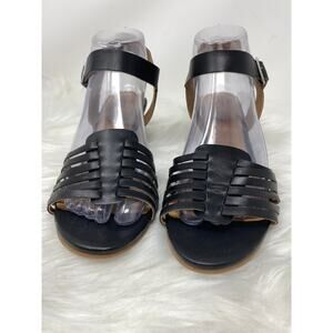 Susina Summer Vacation Cruise Sandal Wedge Terra Black Leather 8.5M